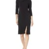 Calvin Klein 3/4 Sleeve Scuba Crepe Sheath Dress With Asymmetrical Neckline & Slit -Clothing Line Store 51x26w3IA L. AC SR736920