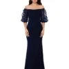 XSCAPE Long Scuba Crepe Off-the-Shoulder Dress With 3-D Flower -Clothing Line Store 61lPW6V4zyL. AC SR736920