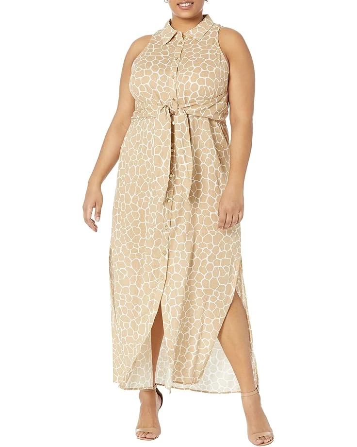 MICHAEL Michael Kors Plus Size Giraffe Maxi Tie Dress 3 MICHAEL Michael Kors Plus Size Giraffe Maxi Tie Dress