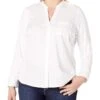 Calvin Klein Women's Plus-Size Non-Iron Knit Combo Shirt -Clothing Line Store 71ott8NUUSL. AC SR736920