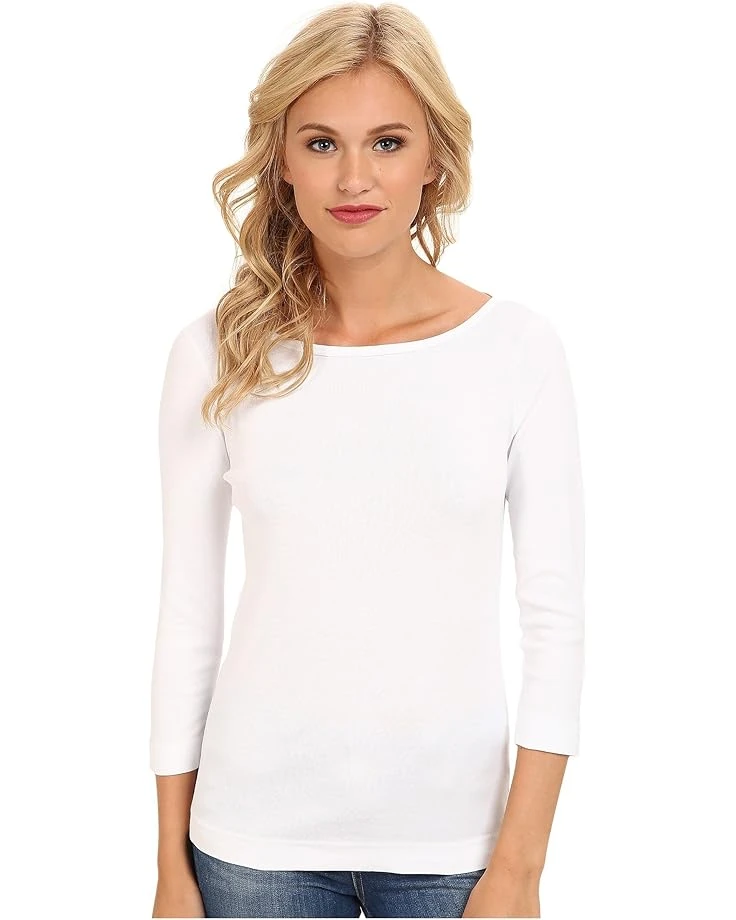 Three Dots 100% Cotton Heritage Knit 3/4 Sleeve British Tee 3 Three Dots 100% Cotton Heritage Knit 3/4 Sleeve British Tee