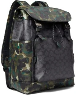 COACH League Flap Backpack In Signature With Camo Print Leather